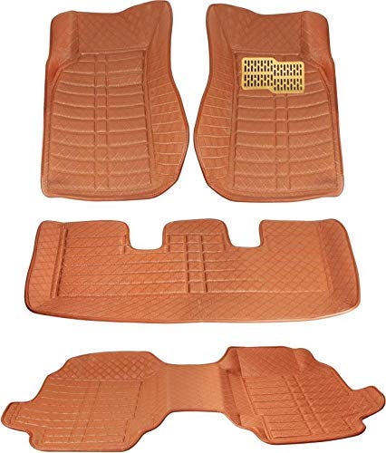 Image of Oshotto Premium Custom Fit Front and Rear 5D Car Mat with 3rd Row Compatible with Toyota New Fortuner - Set of 4 (Tan)