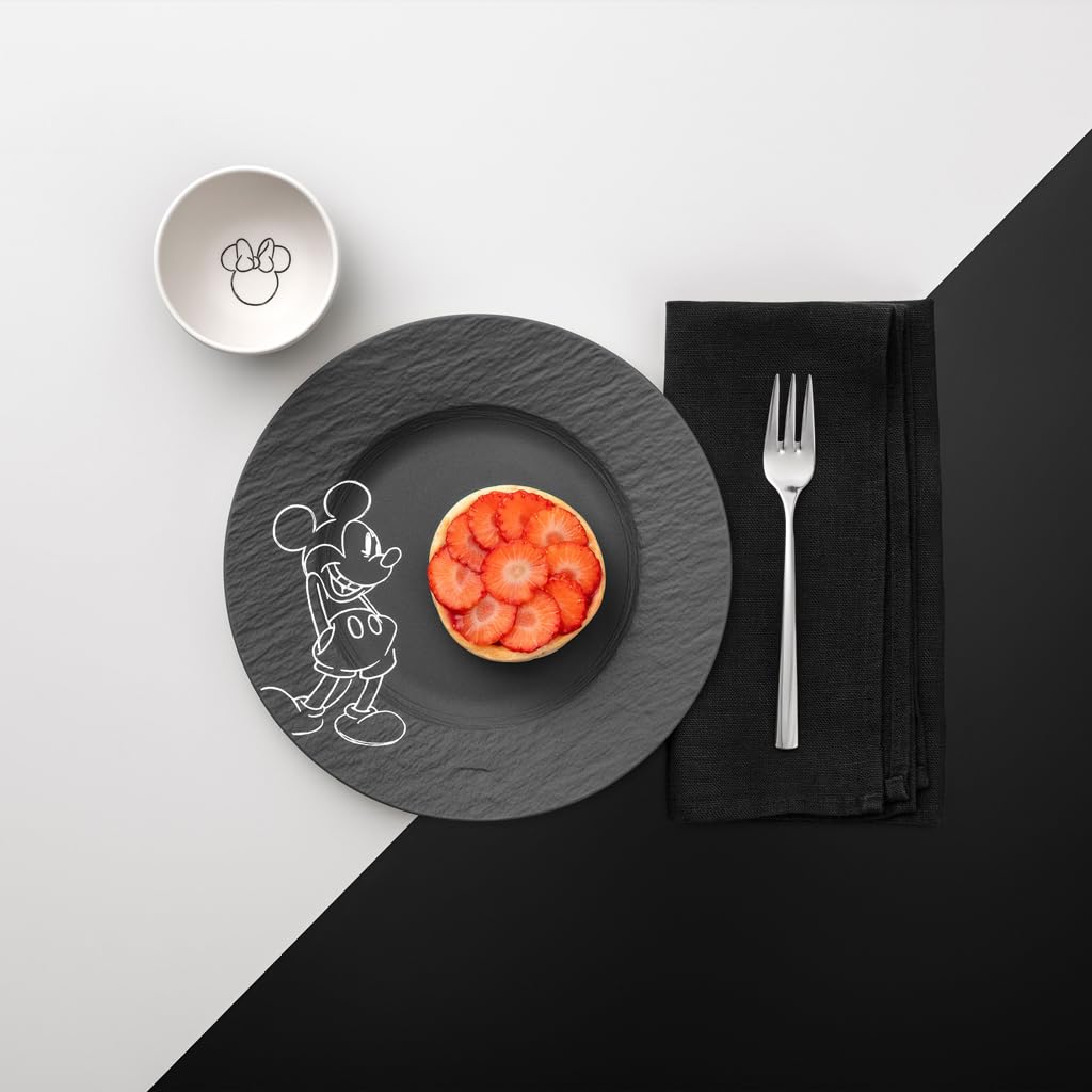 Villeroy & Boch Manufacture Rock blanc – Mickey Mouse – Dipschalen 6er Set, weiß, spülmaschinenfest, Schieferoptik in Weiß mit Disney Mickey Mouse Kreidedekor, Premium Porzellan