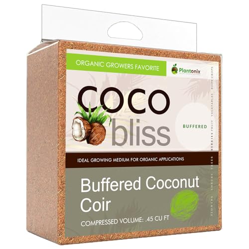 Buffered Coco Bliss (10lbs) - 100% Buffered Organic Coco Coir for Plants & Gardening - Cocopeat for Garden Soil, Seed Starter Soil, & Mulch - Organic Coconut Coir Brick - Coconut Fiber Potting Mix