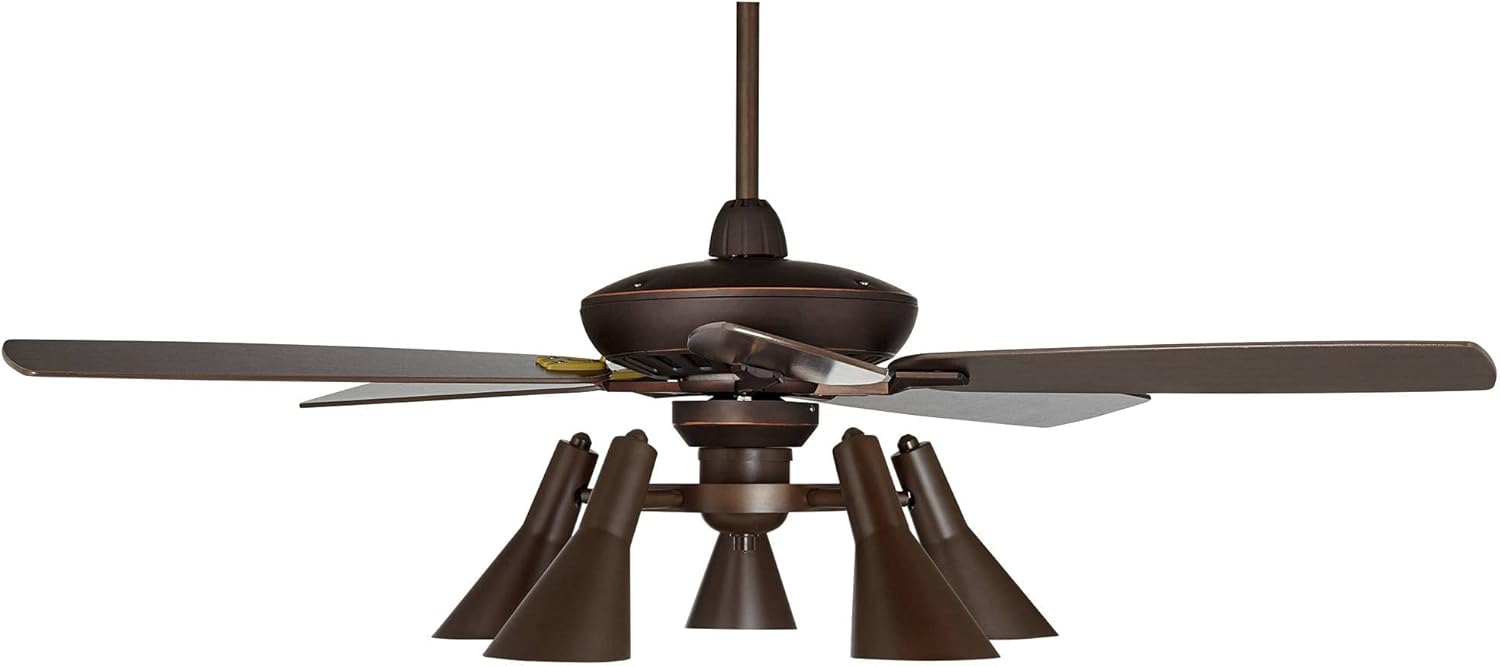 Casa Vieja 52" Journey Retro Indoor Ceiling Fan with Light Kit LED Dimmable Remote Control Oil Rubbed Bronze Adjustable 5-Light for House Bedroom Living Room Home Kitchen Family Dining Office