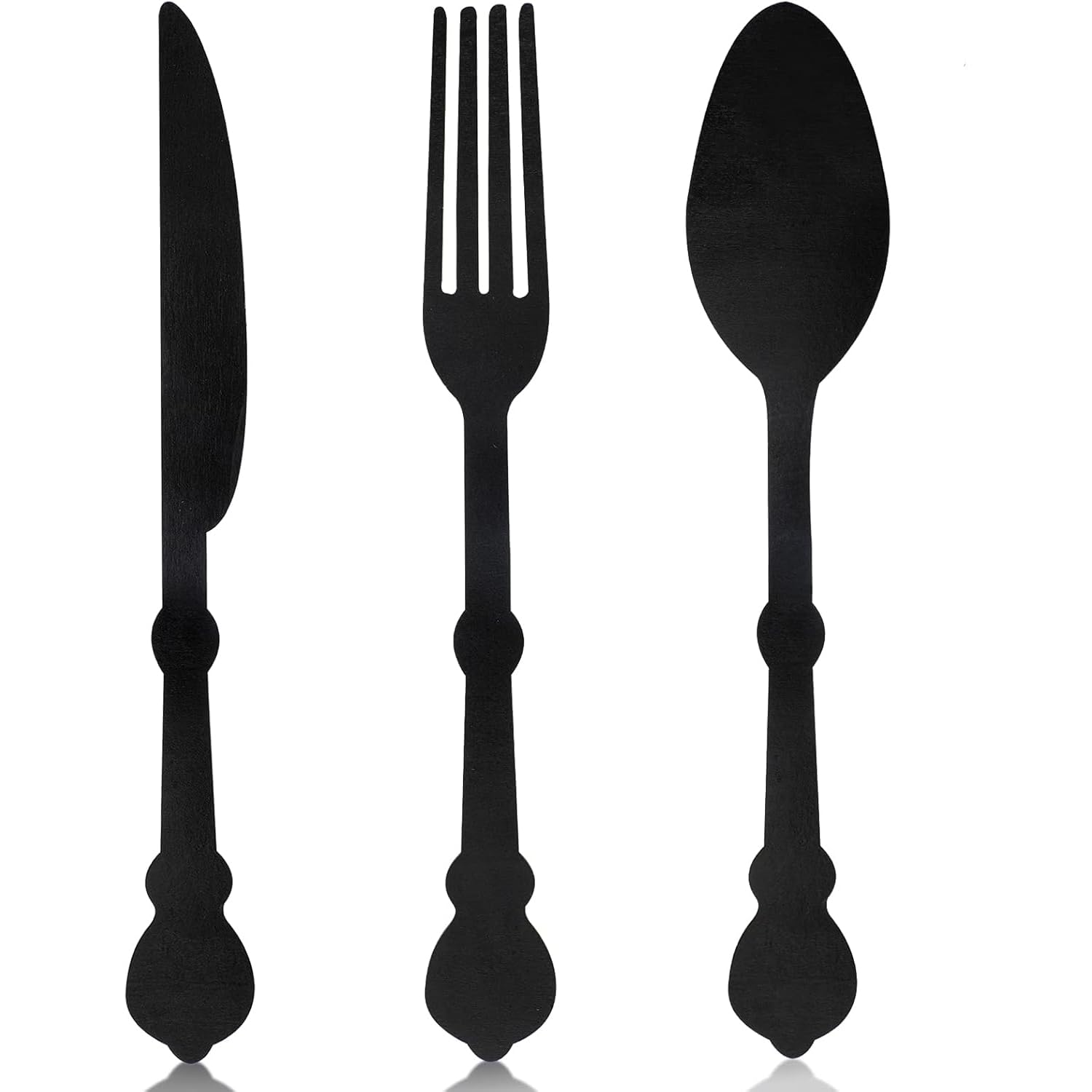 Ltstor Decoración de pared de madera de 3 piezas, cuchillos de madera, tenedores, cucharas, placas de pared de granja, utensilios de cocina rural, decoración de pared de pared