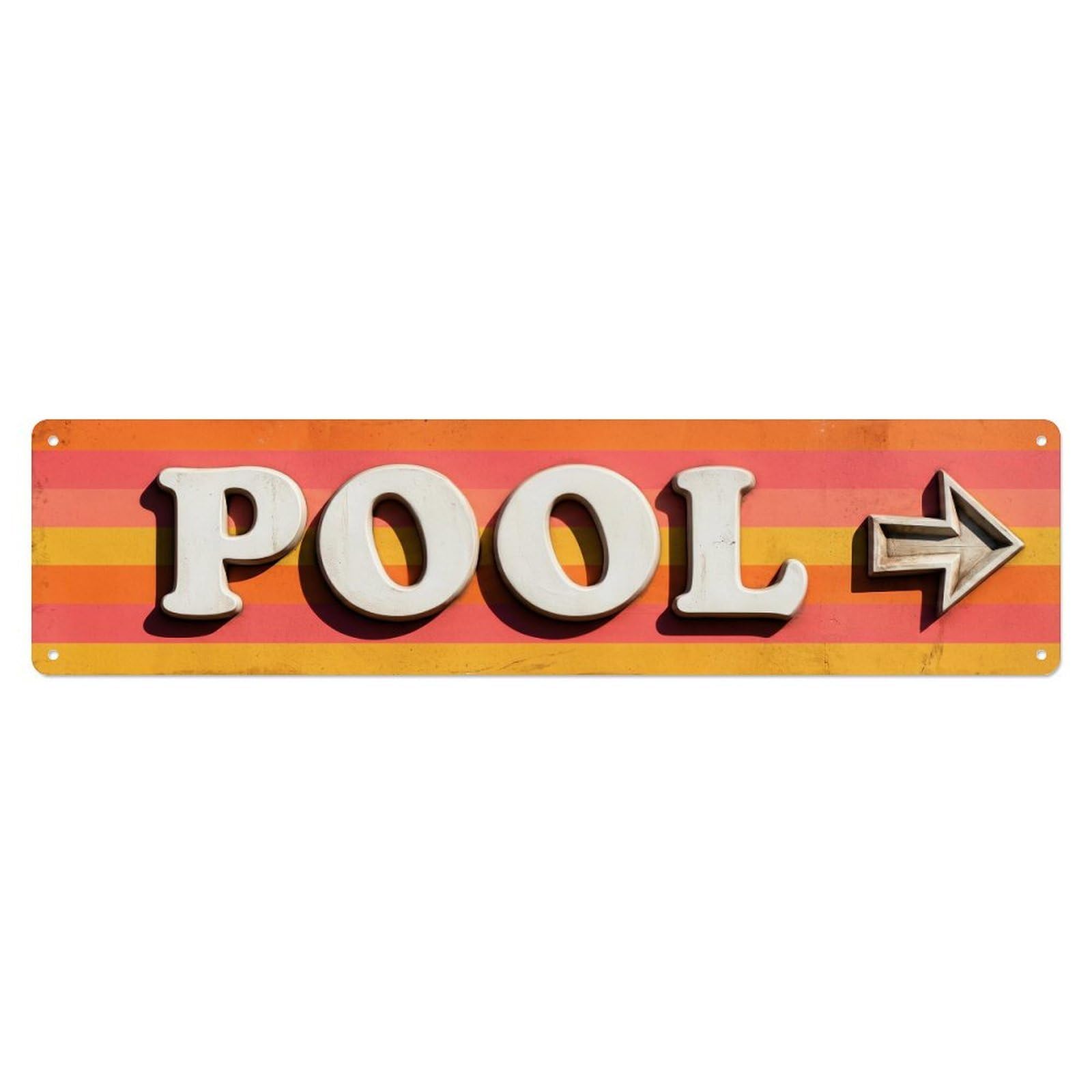 Swimming Pool Retro Sunset Metal Tin Sign
