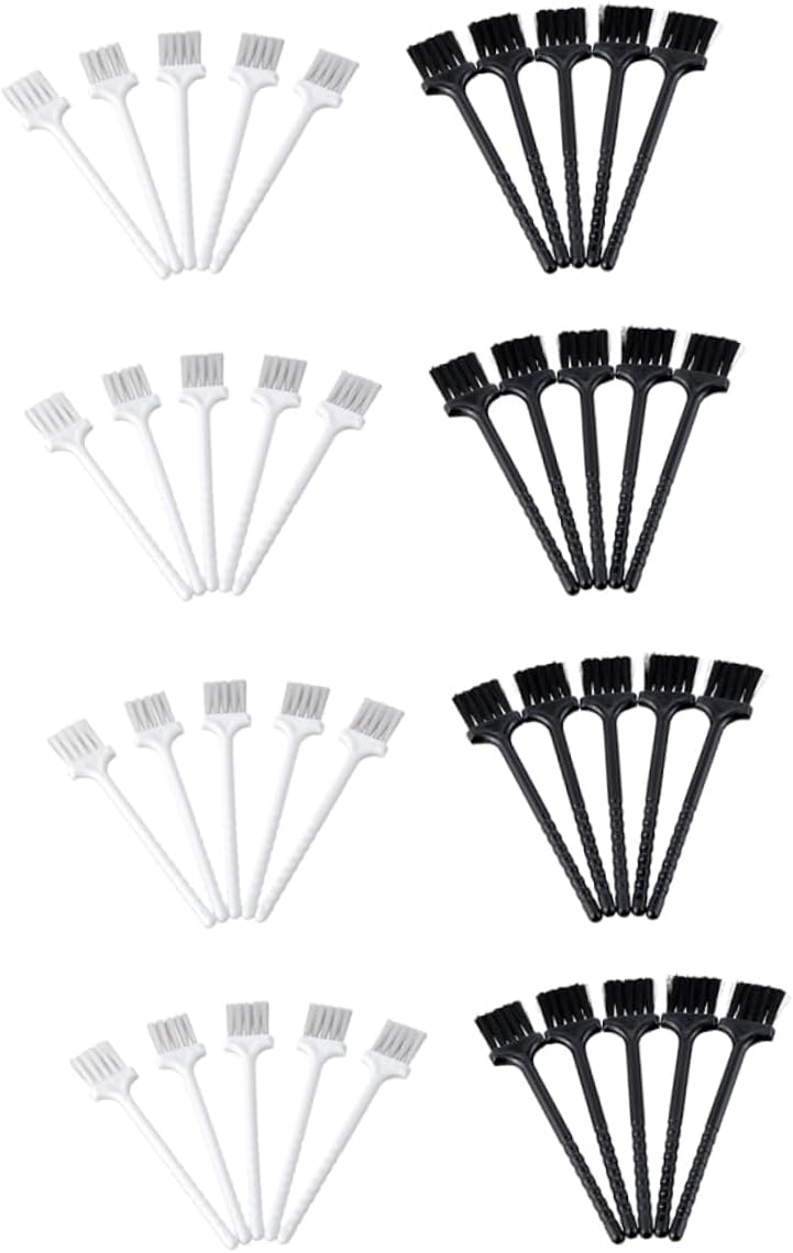 minkissy 40pcs Durable Cleaning Brush Small Garlic Masher and Razor Cleaning Brushes for Kitchen Bathroom and Small Spaces Eco-Friendly Design Black White