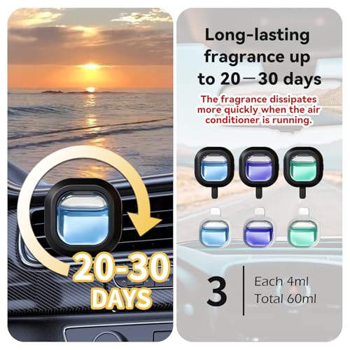 Image of SCENTORINI Car Air Freshener Vent Clips, 3 Vent Clips &12 Refills, New Car, Lavender, Sea Breeze Scent, Auto Fresheners for Men Women, Long Lasting Automotive Air Fresheners for Car Odor Eliminator