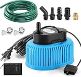 FIDISP Pool Cover Pump Automatic On Off, 850 GPH Automatic Pool Cover Pumps Above Ground With 5 Hose Adapters, 23 FT Drain Hose, 25 FT Power Cord, Water Pump for Draining of Pool Covers, Ponds (Blue)