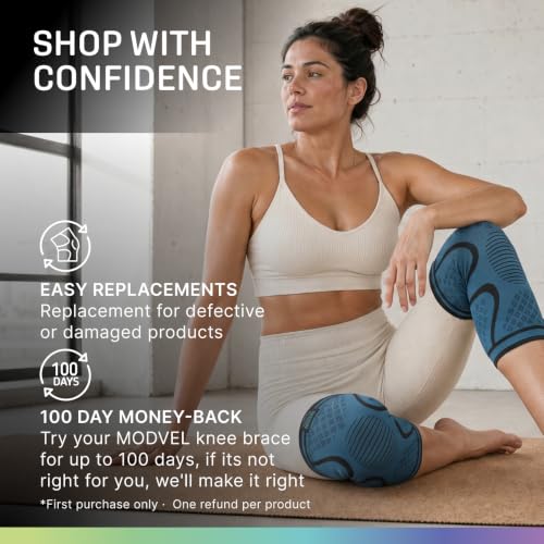 Image of Modvel 2 Pack Knee Brace for Women - Knee Support for Walking, Knee Compression Sleeves for Pain Relief, Knee Sleeves for Women, Knee Brace for Sports, Workouts & Arthritis