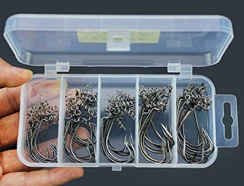 Pêche Eau Douce Mer Lot De 500 Hameçons En Acier Carbone - 10 Tailles #3 à #12, Boîte Rangement Hameçons Eau Douce Eau Salée
