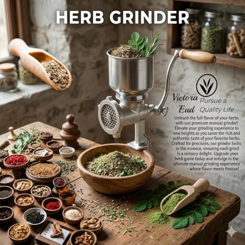 Vietora Eud Manual Grain Mill Grinder, 7.5 lb Heavy Duty Cast Iron Hand Crank Corn Grinder, Table Clamp Wheat Flour Maker for Coffee, Nut, Oats and Home Brewing by Vietora Eud - Image 6