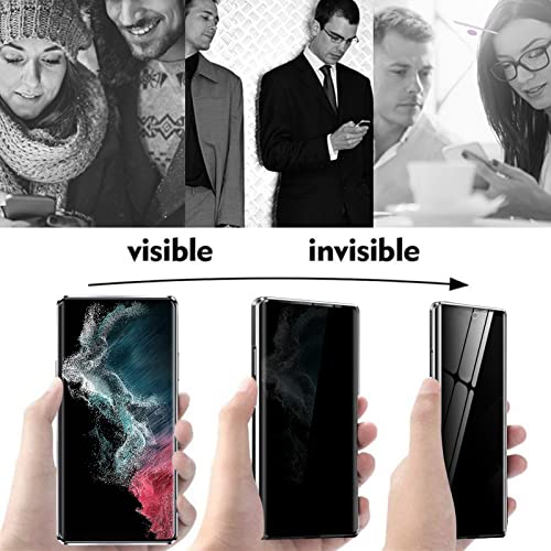 ZJRUI Galaxy S22 Ultra Privacy Magnetic Case, Double Sided Confidential Case Magnet Adsorption Metal Frame Tempered Glass Privacy Screen, Anti-Peep Protective Case for Samsung Galaxy S22 Ultra Silver - Image 3