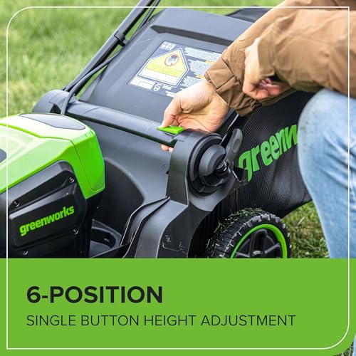 Image of Greenworks 60V 17 inch Brushless (Push) Cordless Lawn Mower, 4.0Ah Battery + Bonus 4.0Ah Battery (1 /3 Acre, 2-in-1, Rapid Charger, Push Button Start)