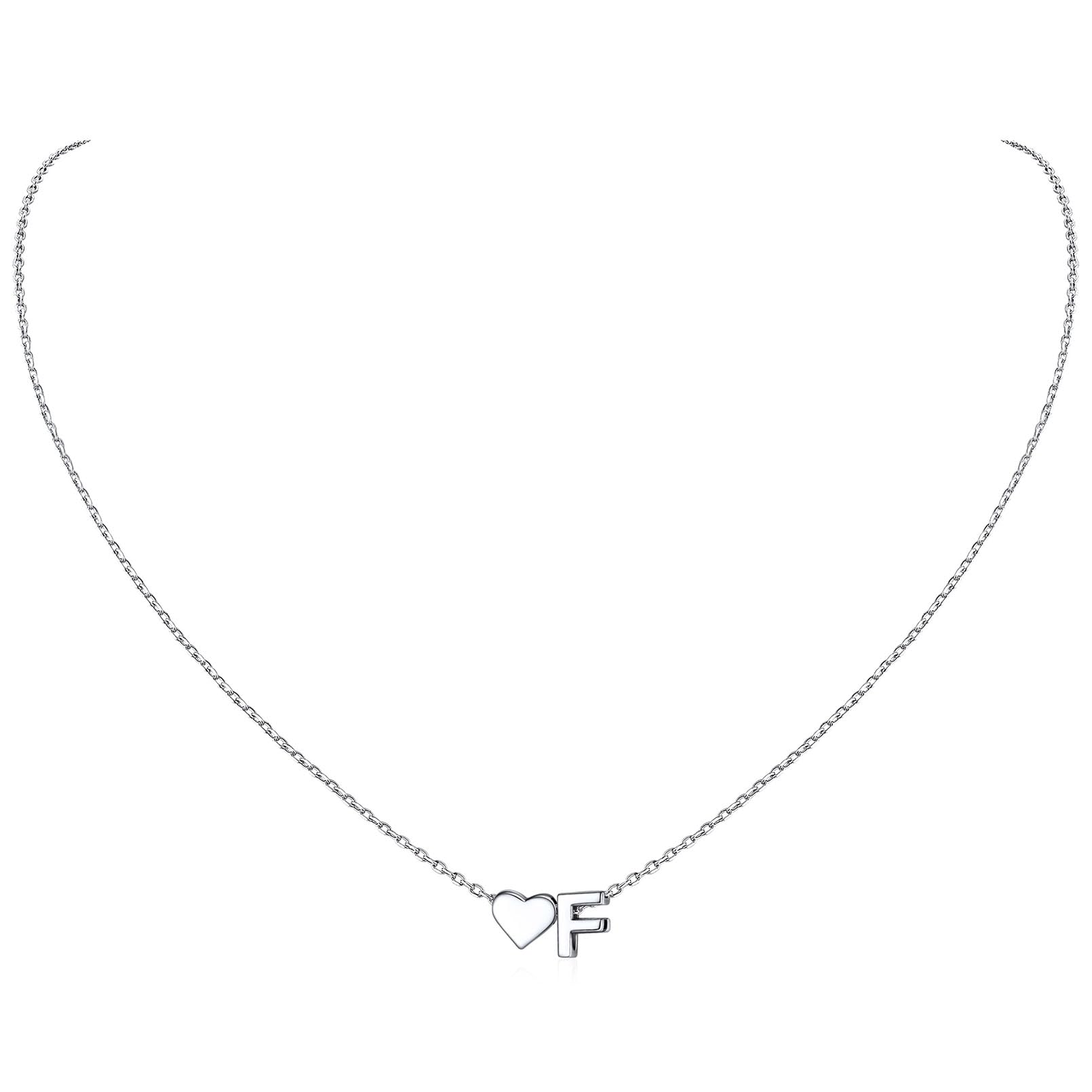 ChicSilver Collana Argento 925 Donna, Collana Donna Argento Oro Cuore con 26 Iniziale Lettera A-Z Lunga 41+5CM, Ciondolo Lettera Ragazza Amicizia Idee Regalo per Compleanno Anniversario Natale
