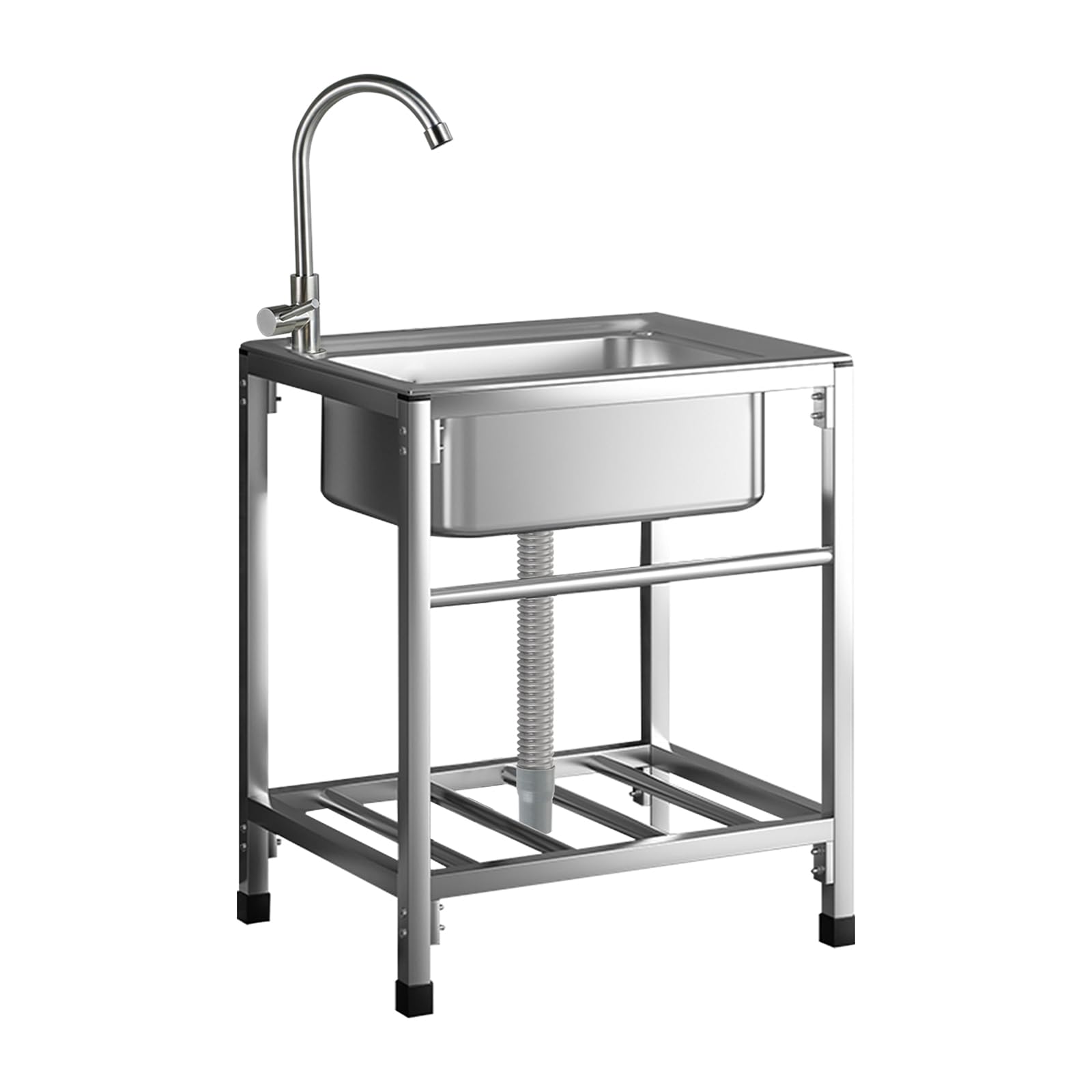 TAXXII Outdoor Camping Sink Single Bowl, Commercial Sinks Stainless Steel Utility with Faucet Portable Kitchen for Garage Laundry Restaurant Basement 48X35cm