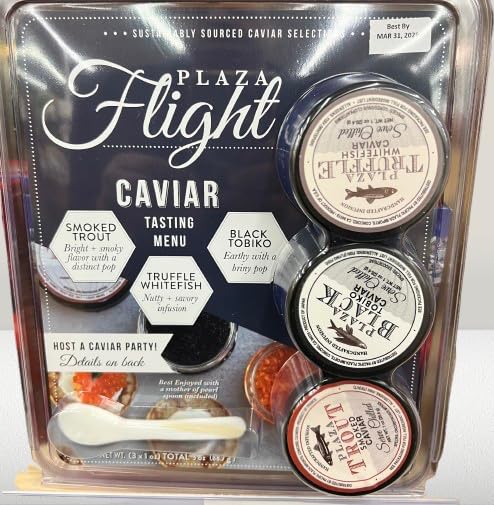 Plaza Caviar Trio – 3 Pack Gourmet Caviar Set (1 oz Each) – Smoked Trout, Truffle Whitefish, and Black Tobiko – 3 oz Total