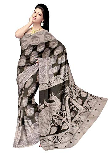 Black White Kalamkari Silk Saree and Blouse : Amazon.in: Fashion