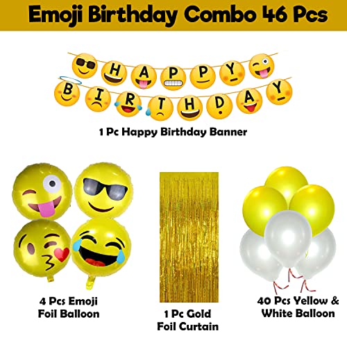 Image of Party Propz Smiley Birthday Theme Decoration- 46Pcs, Smiley Birthday Theme For Kids | Smiley Balloons for Birthday Decoration | Happy Birthday Banner(Cardstock) | Emoji Theme Birthday Decoration Kit