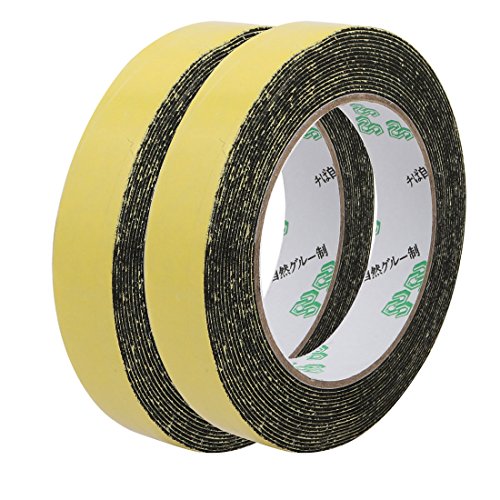 Image of uxcell 2pcs 20mm Wide 1mm Thick Single Sided Sealing Shockproof Sponge Tape Black 5M Long
