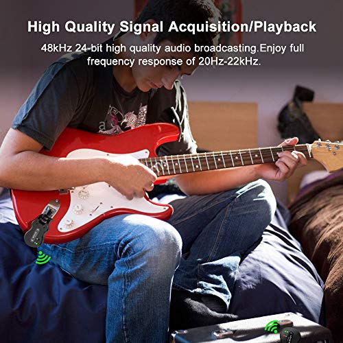Image of LEKATO Wireless Guitar Transmitter Receiver 4 Channels Audio Digital Wireless Guitar System 300 Feet Transmission Range