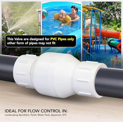 Image of MIDLINE VALVE PVC Inline Check Valve for Backflow Prevention 2'' Solvent Connections White Plastic