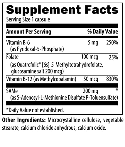 Designs For Health Same Capsules With B6, B12 + 5-Mthf - 200Mg S-Adenosylmethionine Supplement With 5-Mthf (Folate) + Vitamin B12 - Non-Gmo + Gluten-Free (30 Capsules) #TOP2