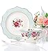Jusalpha Fine Bone China Flower Series Teacup Saucer Spoon Set with Teapot Warmer & Filter, 16 pcs in 1 set (FL-Glass pot set 03)