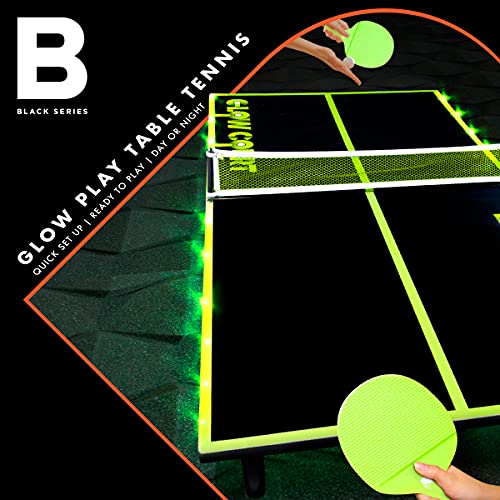 The Black Series Glow-In-The-Dark 40” Table Tennis Set, Includes Tabletop, 2 Balls, 2 Paddles #TOP1