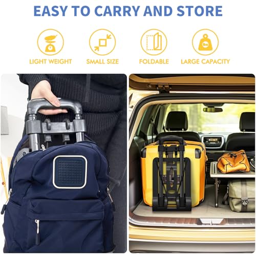 Lightweight Folding Hand Truck with Elastic Ropes - 2 Wheels, 90lbs Capacity
