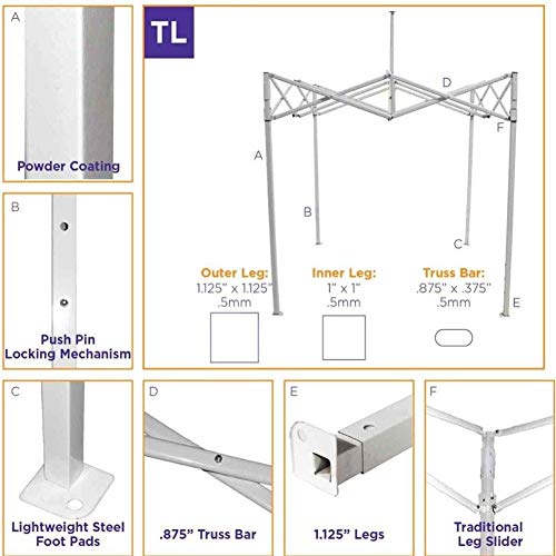 Impact Canopy 10' x 10' Canopy Tent, UV Coated, Pop Up Tent Includes Roller Bag, White