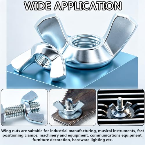 Image of 40PCS SAE Wing Nuts Assortment Kit, 5 Sizes- 5 /32 inch, 3 /16 inch, 1 /4 inch, 5 /16 inch, 3 /8 inch, Zinc Plated Wingnuts Fasteners, Parts Butterfly Wing Nut