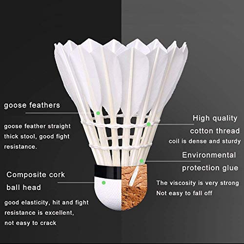ZHENAN 12Pack Feather Badminton Shuttlecocks with Great Stability and