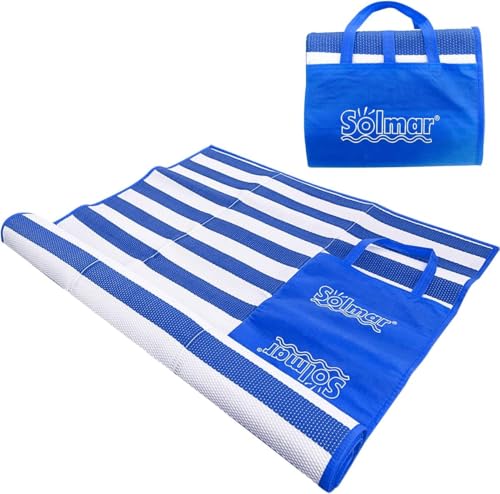isigno Manta Picnic Impermeable 90 x 180cm, Esterilla Playa Antiarena Plegable Portátil Alfombra Picnic Exterior con Asas para Parque, Acampar, Playa, Jardín, Senderismo,Azul