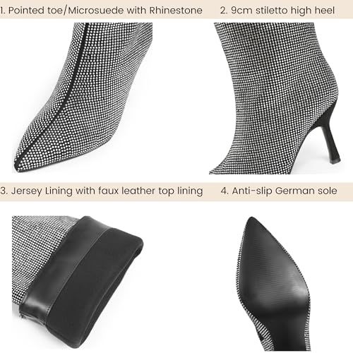 Women Knee High Boots 3 In Stiletto High Heel Pointed Toe Tall Boots Side Zipper Dress Long Boots2