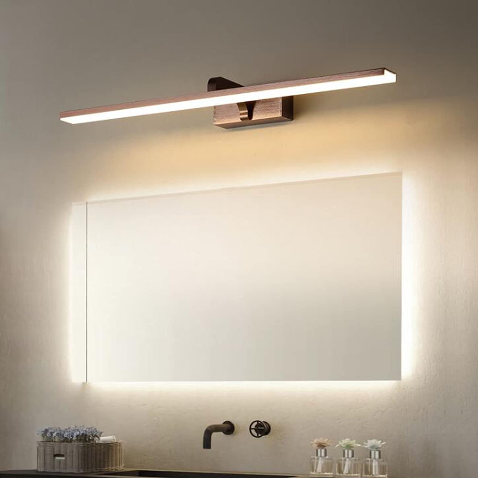 Badspiegellampen Led-Spiegelleuchte Badezimmer Wasserdichte Schrankleuchten Wandleuchte Schminkspiegel Frontleuchte Waschtischbeleuchtung, Einfache Aluminium-Spiegelleuchte Wandleuchte/Warm L