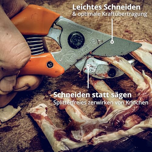 Original LÖWE Jagdschere 15.114 - mit antihaftbeschichtete und korrosionsgeschützte Klingen - zum Aufbrechen und Zerwirken von Knochen und Fleisch