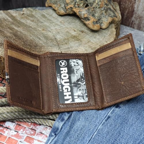 HOOEY Leather Tri-Fold Men's Wallet (Strap - Brown/Aztec)4