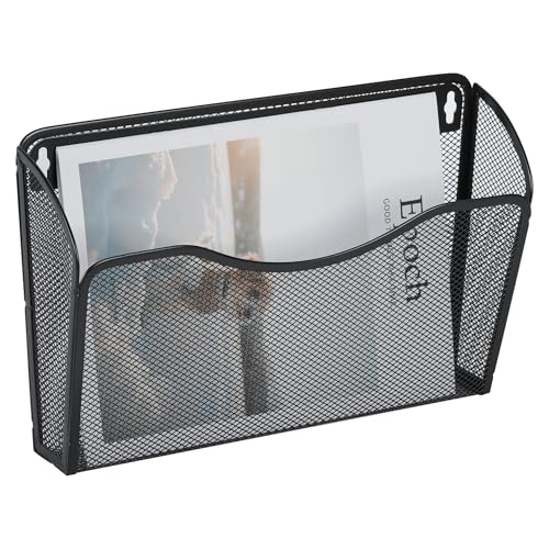 JEBELE Pack de 1 Organizador Cartas Pared Optimiza el Espacio, Soporte Documentos Pared ,Organizador A4 Papel Pared para Hogar y Oficina Metal, Negro