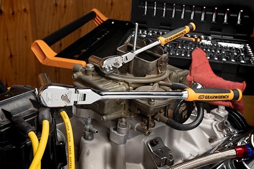 Image of GEARWRENCH 2 Piece 1 /4inch and 3 /8inch Drive 120XP Flex Head Teardrop Ratchet Set, Dual Material - 81204P