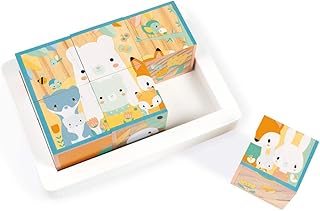 Janod Pure 6 Block Tray - Forest Animals Puzzle - Ages 1+ - J05158