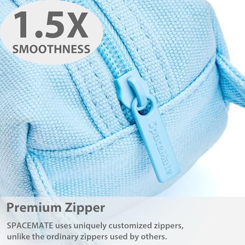 Image of SPACEMATE Pencil Case Pouch Box Bag School Supplies Girls Boys Kids, Cute Preppy Stuff Large Big Capacity Aesthetic Canvas Pen Organizer, Back to College Stationary, Sky Blue, Simple Style, 1200ml
