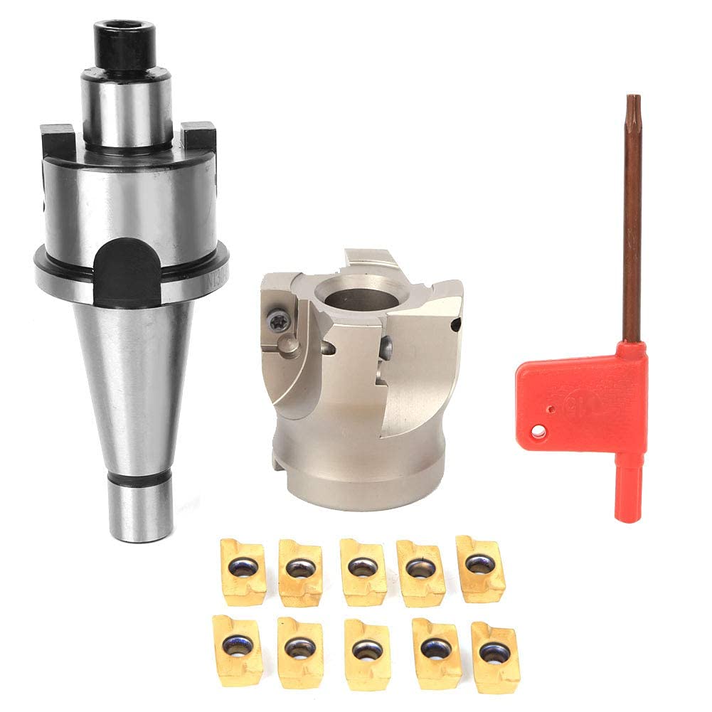 NT30 FMB22 CNC Mandrin à Pince Porte-Fraise Porte-mandrin à Pince Porte-mandrin à Pince Support de Fraise à Visage avec Fraise à Visage (NT30-FMB22 + 50 disques de couteaux +