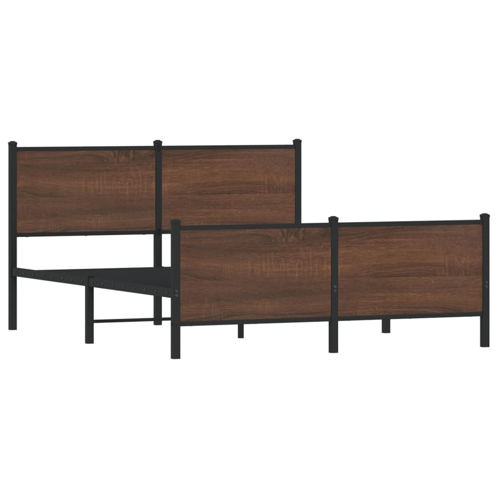 WGYHOME metalowa rama łóżka 160 x 200 cm, brązowa, imitacja dębu, ze stali ze środkowymi nóżkami i miejscem do przechowywania pod łóżkiem, dla dorosłych