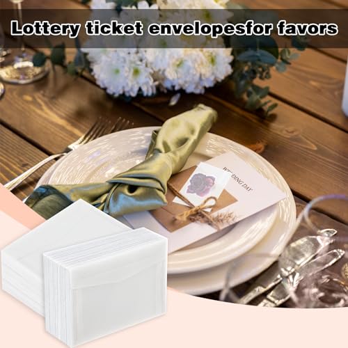 Teaaha 50 Stück Transparente Briefumschläge, 100 x 70 mm Briefumschläge Transparent Briefumschläge Transparente Umschläge Zum Aufbewahren Von Fotos, Briefmarken, Lottoscheinen, Abzeichen, Postkarten