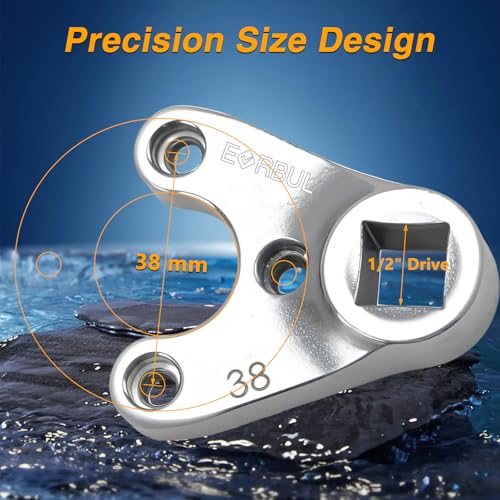 Image of EVRBUL Trim /Tilt Pin Wrench, Trim /Tilt Spanner Wrench compatible with Seastar Steering Cylinders, 4 Strokes Yamaha V6 and 2 Strokes Non-VMAX,38mm x 4mm，630 Material,Heat-Treated, Chrome-Plated