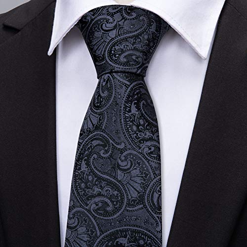 Image of Barry.Wang Paisley Tie Fashion Set Hanky Cufflinks Neckties for Men Woven Silk