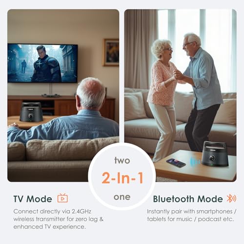 Image of SIMOLIO 621D Plus Wireless Speakers for TV for Seniors - Bluetooth TV Speakers for Hard of Hearing, Elderly, 3 EQ Modes, Dialog Enhancer, Portable Speaker for TVs, 164ft Range, Bluetooth Connectivity