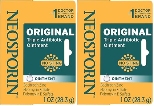 Neosporin Original First Aid Antibiotic Ointment with Bacitracin Zinc for Infection Protection, Wound Care Treatment & Scar Appearance Minimizer for Minor Cuts, Scrapes and Burns, 1 oz (Pack of 2)
