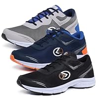 Kit 3 Pares Tênis Masculino Esportivo Academia Treino Musculação Caminhada Combo (Cinza+Laranja+Preto, BR, Adulto, Numérico, 37)