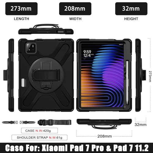 Housse Xiaomi Pad 7 et 7 Pro rotative antichoc avec support multi-angle - 3