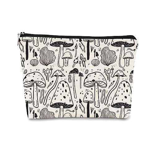 Mushroom Makeup Bag,Cottagecore Cute Gifts for Mushroom Lovers,hand drawn Mushroom Gifts for Women,Small Makeup Bag,Cosmetic Bag,Travel Makeup Bag,Gifts for Teen Girls