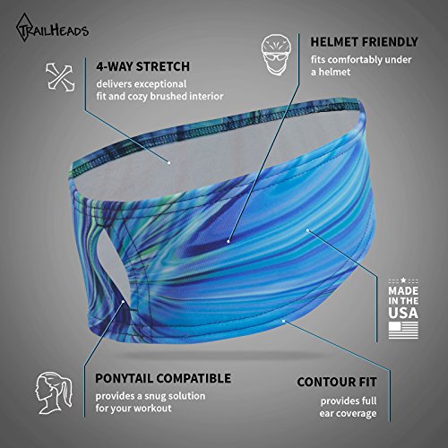 Trailheads Women's Print Ponytail Headband – 12 Prints  - Made In Usa - Deep Dive Blue #TOP1