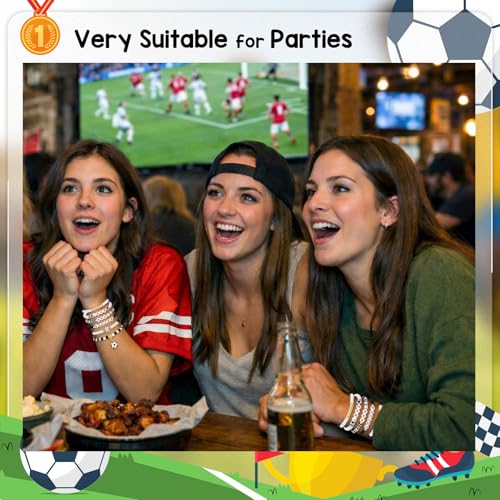 image for NextArt Soccer Bracelets for Girls, 6PCS Stackable Soccer Beaded Brace